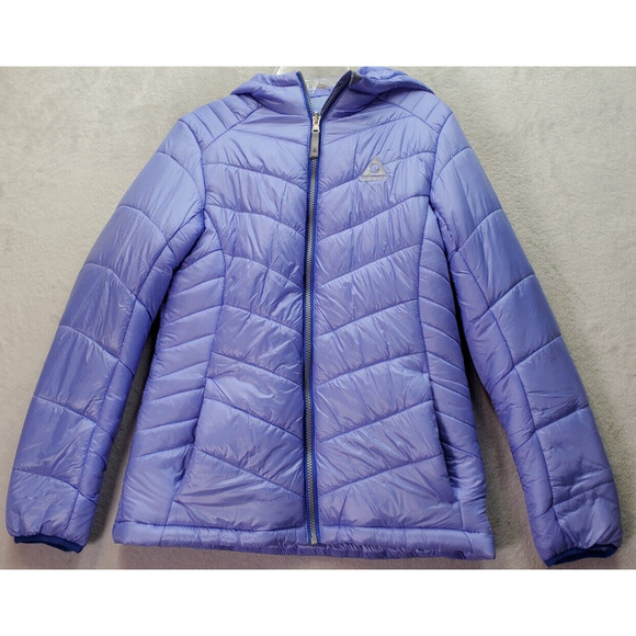 Gerry Puffer Jacket Girls Large Purple Nylon Long Sleeve Hooded Full Zipper Logo - Picture 1 of 9